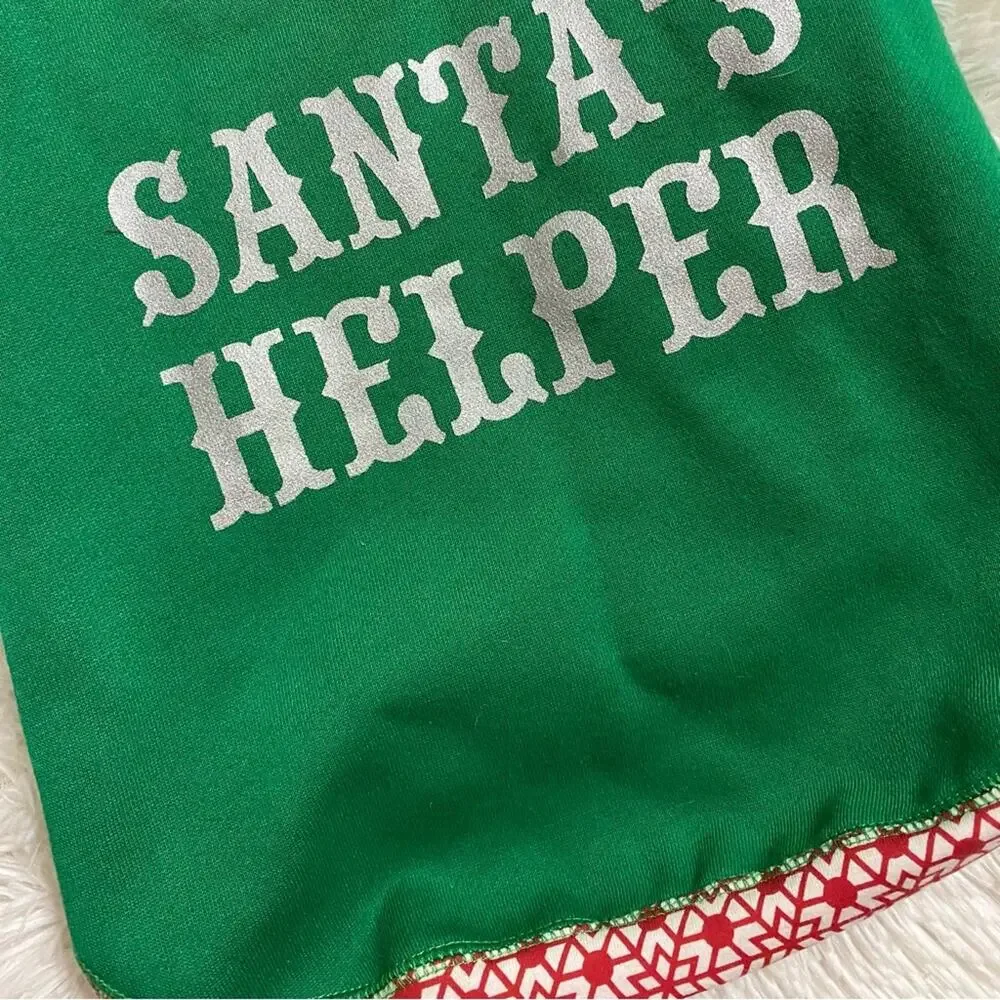 Santa’s Helper Green Reindeer Antlers Hooded Dog Costume Shirt
